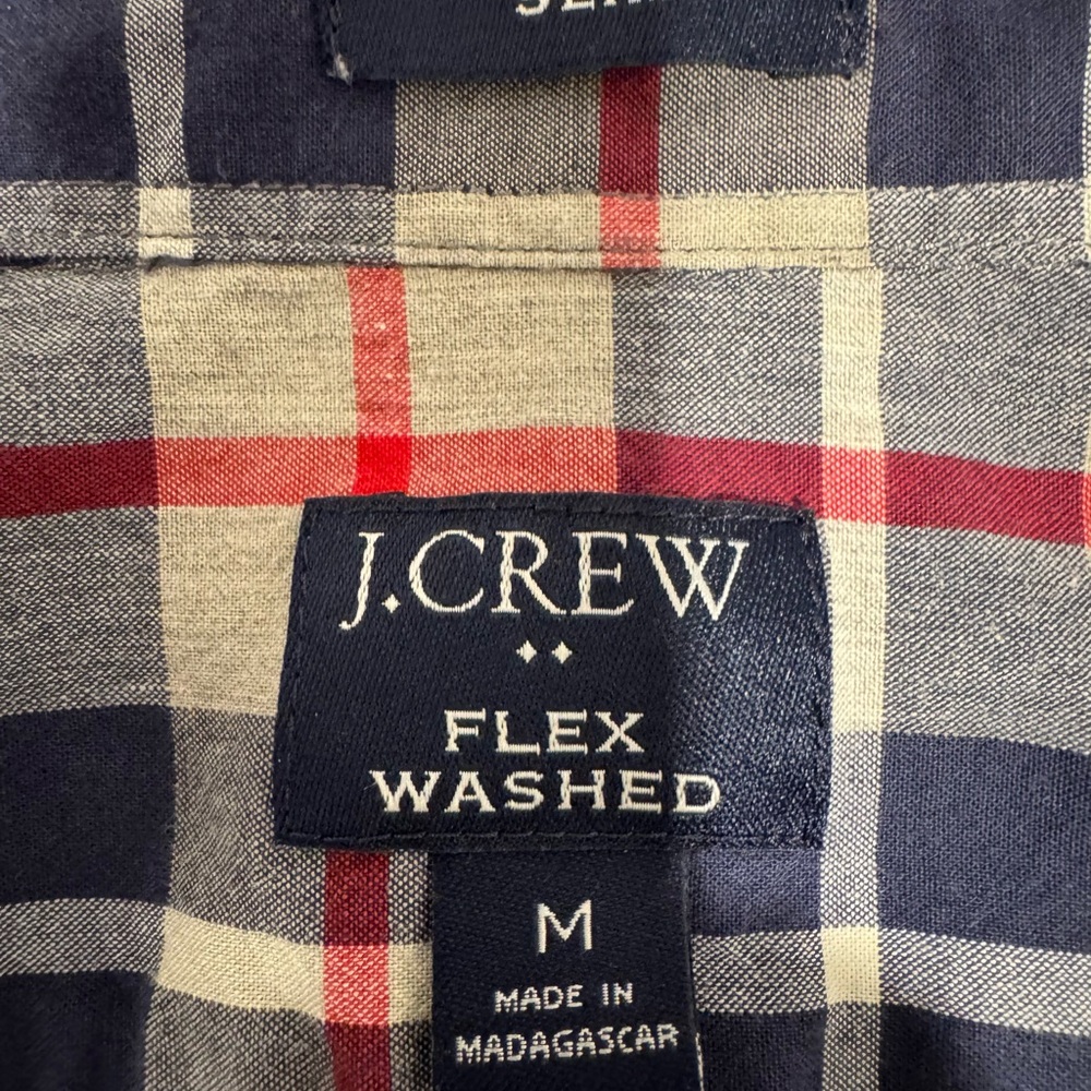 J. Crew Men's Casual Plaid Shirt - Navy and Red